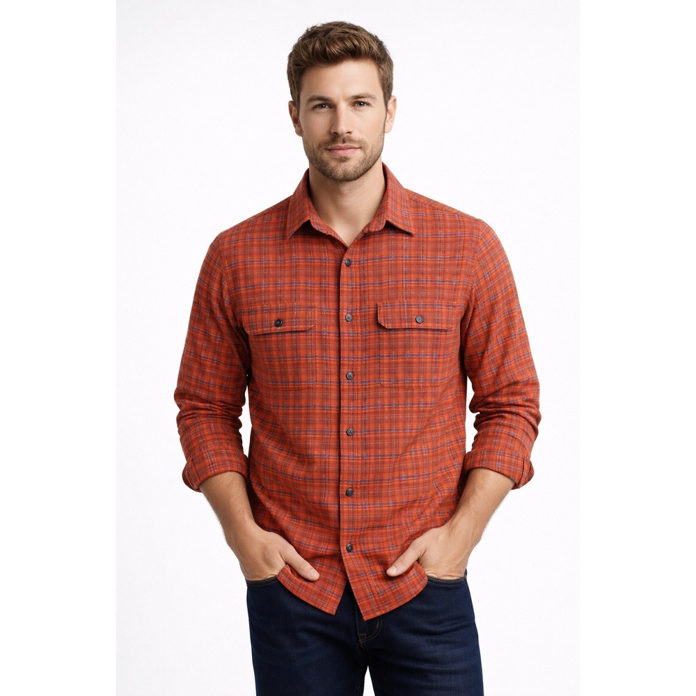Vintage LL Bean Mens Seersucker Scotch Plaid Long Sleeve Shirt Sz‎ M Cabincore